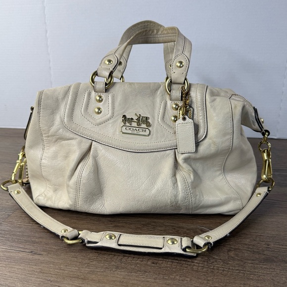 Coach Handbags - Coach Madison Audrey Cream Leather Handbag, 14316